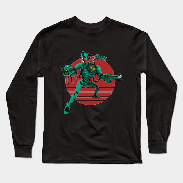 Green Dragon Battle Droid Long Sleeve T-Shirt by Oshima Design